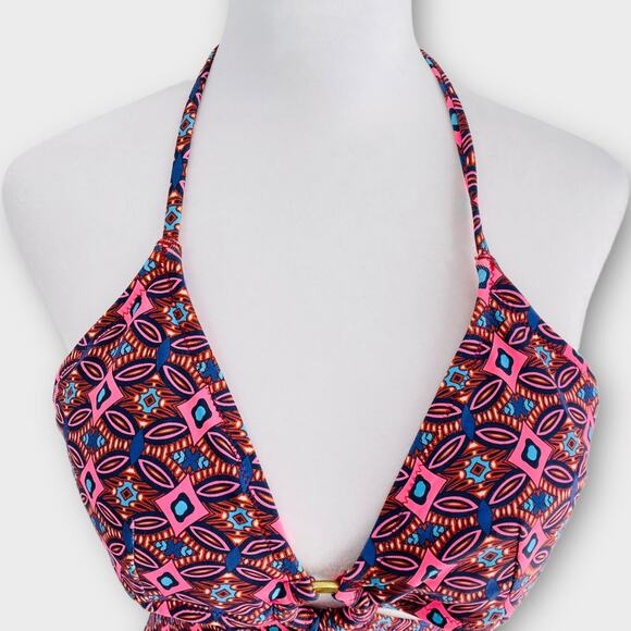 J. Crew O Ring Circle Side Cutout Waist One Piece Swimsuit Womens 4 Geo Print - Picture 8 of 12